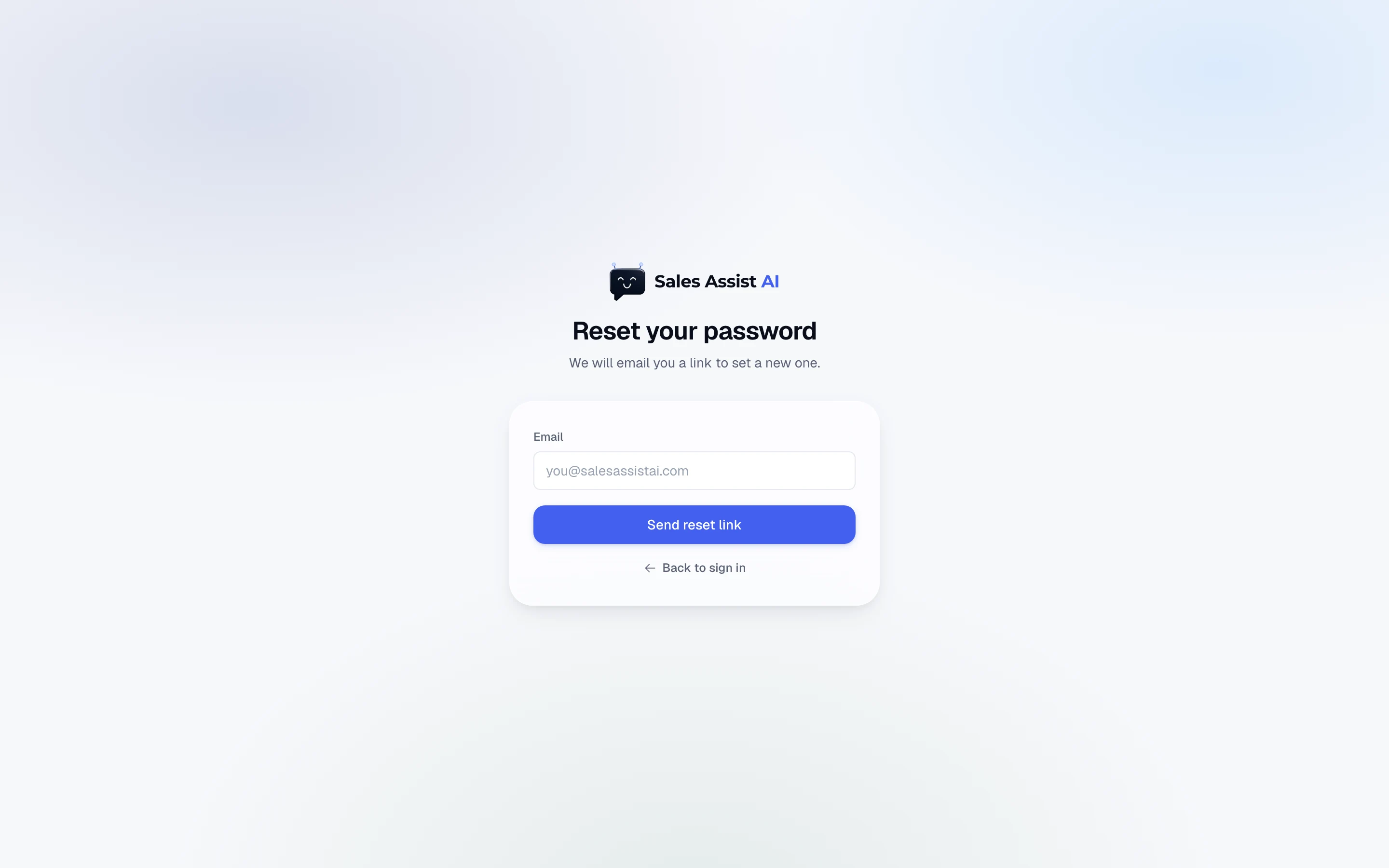 The reset-your-password screen with one email field
