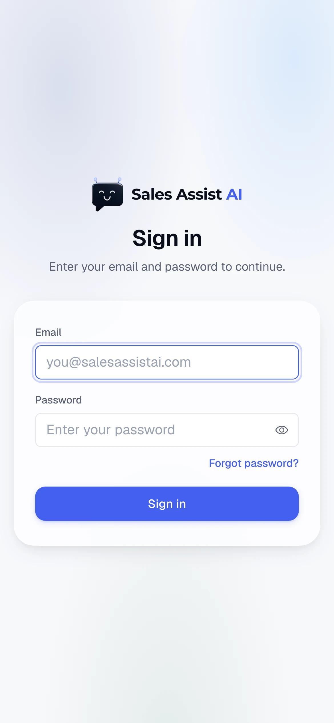 The same sign-in screen on a phone