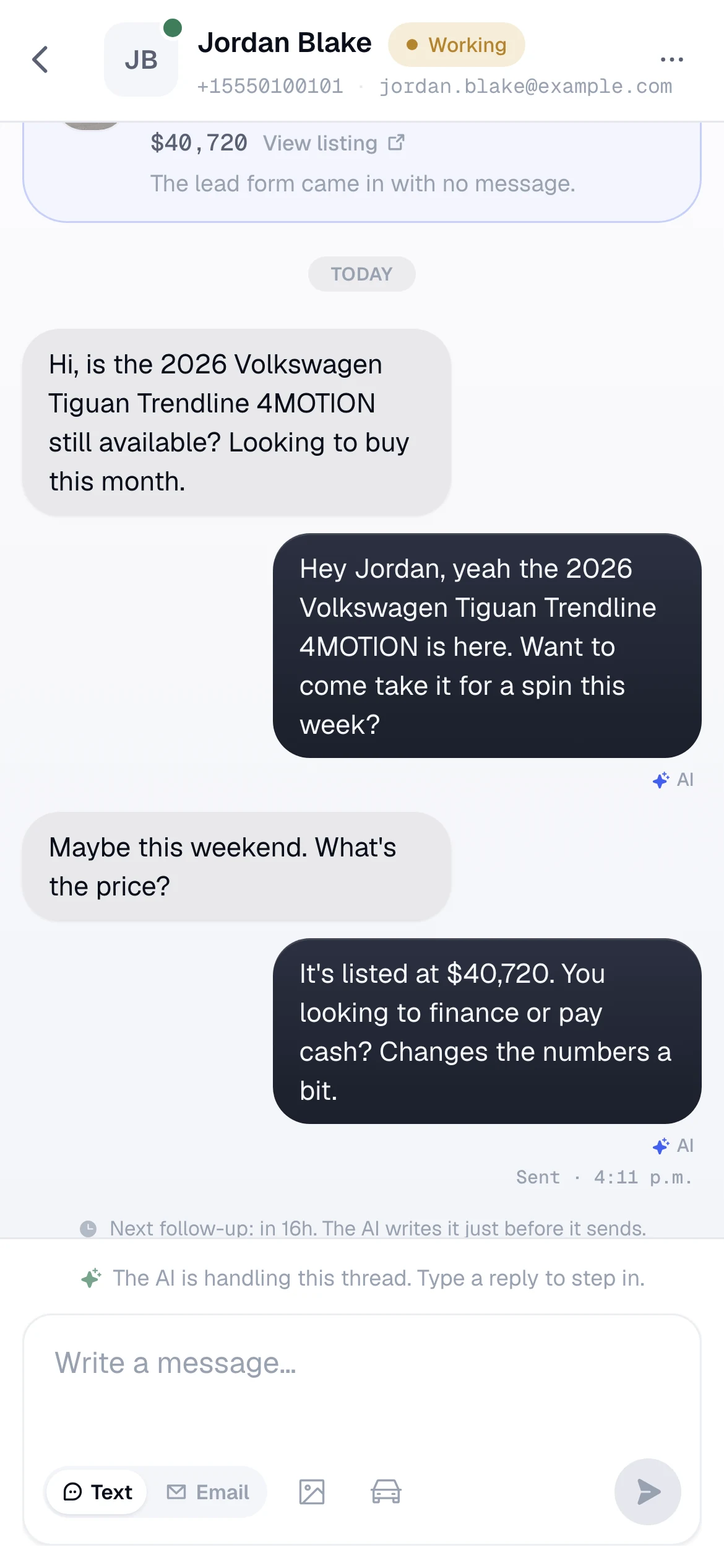 Jordan Blake's thread on a phone